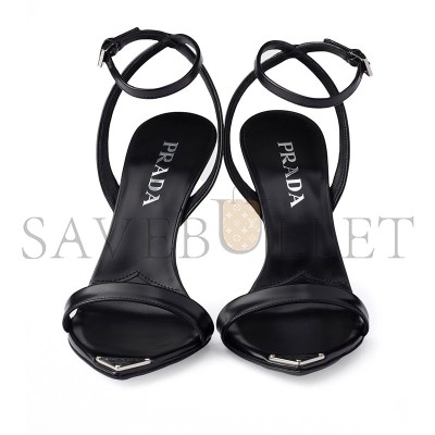 PRADA BRUSHED LEATHER HEELED SANDALS 